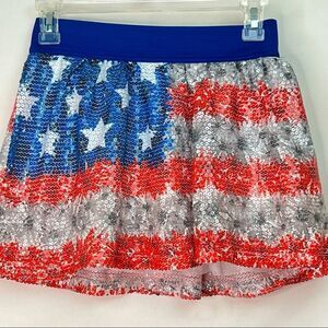 Justice Red white and blue Flag Sequins Skort NWT
